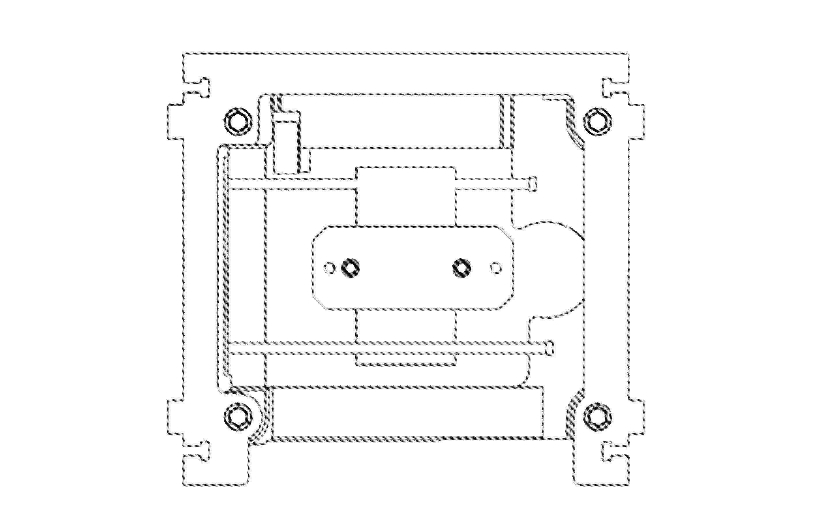 Front view of X-axis carriage after steps 01–03, showing correct part orientation