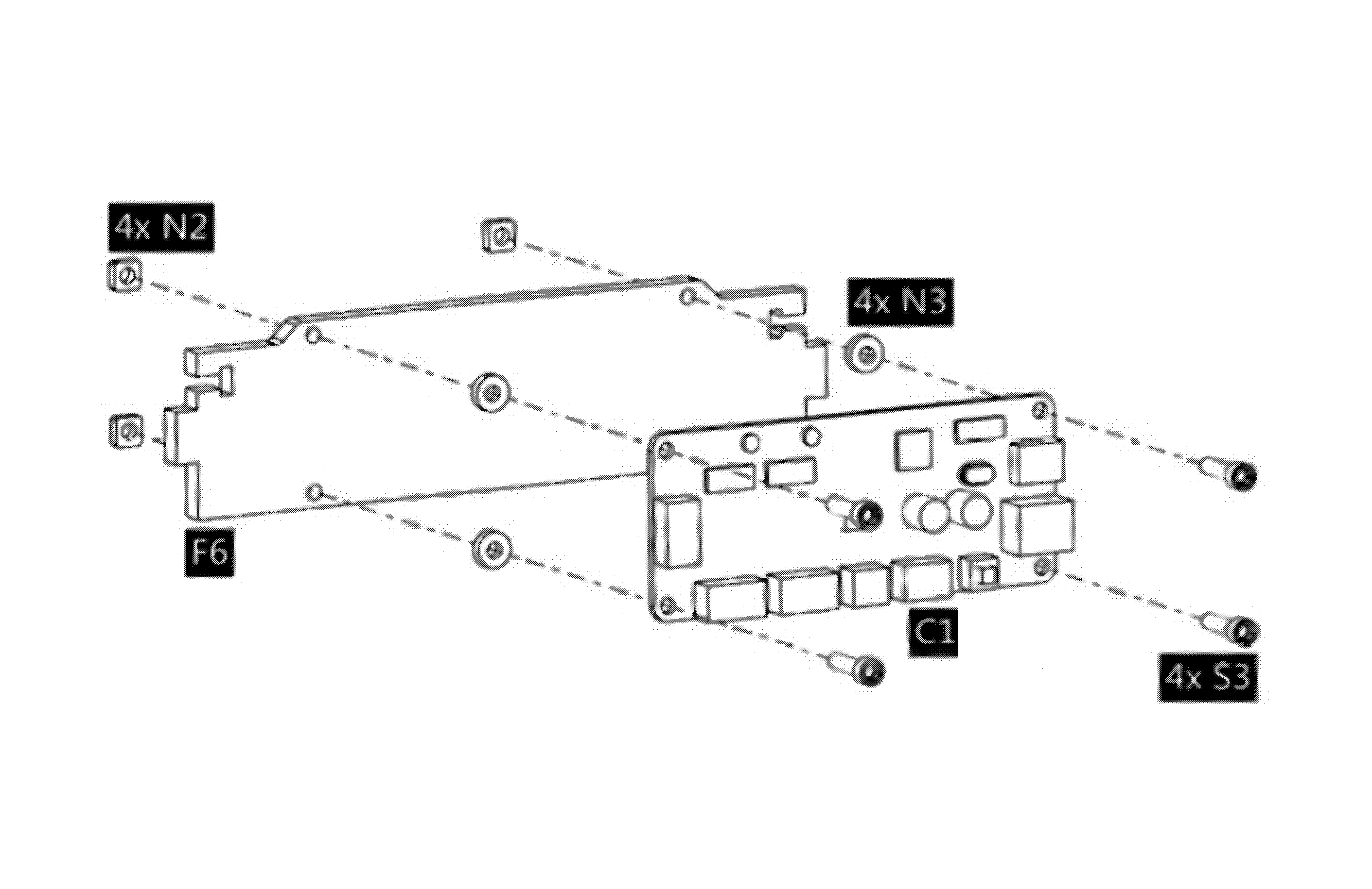 Control board C1 mounted on electronics plate F6 with washers