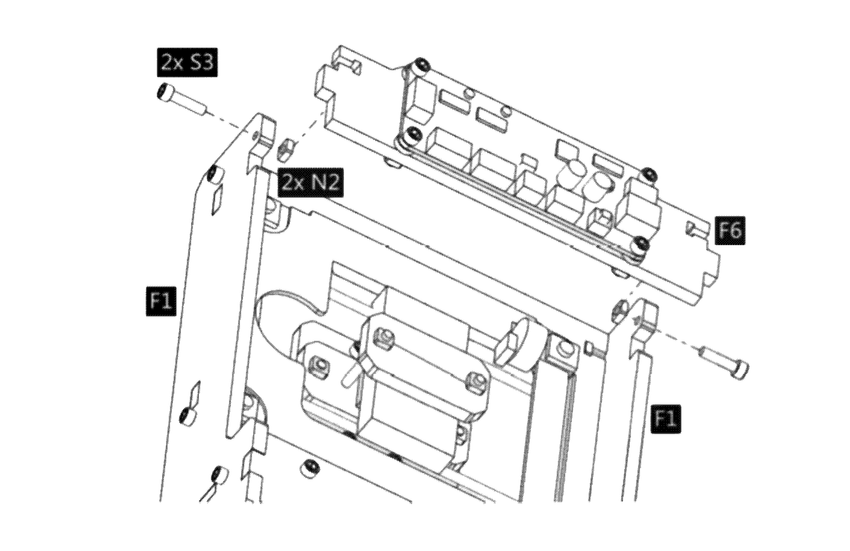 Electronics plate F6 installed into rear of frame